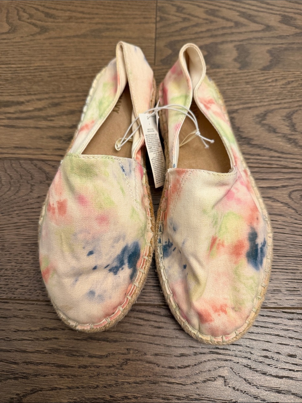NWT Canvas Tie-Dye Espadrille Flats - Pastel Multi